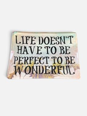 Paper Source Pastel Inspirational Glass Decorative Dish with Black Lettering